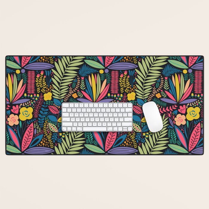 Retro colorful jungle nature plant pattern Desk Mat Gallery Image 1