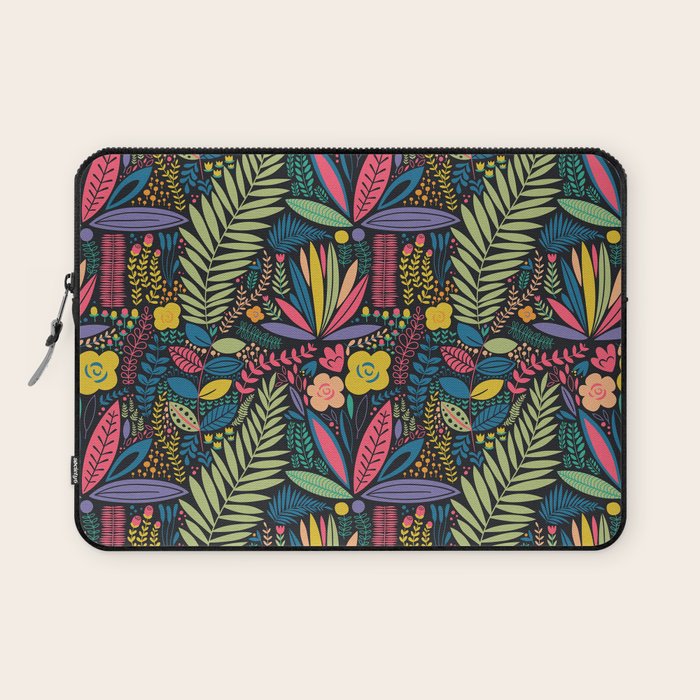 Retro colorful jungle nature plant pattern Laptop Sleeve Gallery Image 1