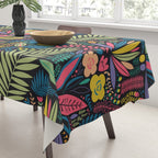Retro colorful jungle nature plant pattern Tablecloth Gallery Image 3
