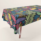 Retro colorful jungle nature plant pattern Tablecloth Gallery Image 1