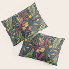 Retro colorful jungle nature plant pattern Pillow Sham Gallery Image 3