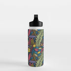 Retro colorful jungle nature plant pattern Water Bottle Gallery Image 3