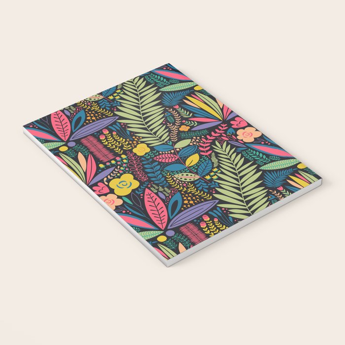 Retro colorful jungle nature plant pattern Notebook Gallery Image 3
