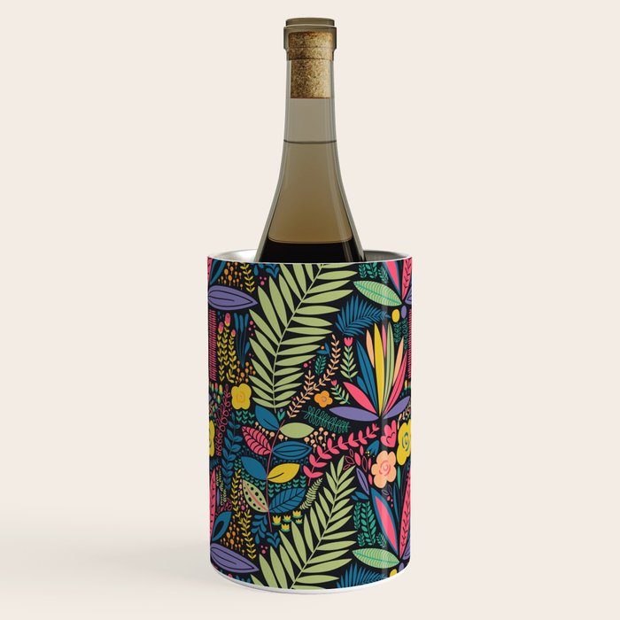 Retro colorful jungle nature plant pattern Wine Chiller Gallery Image 3