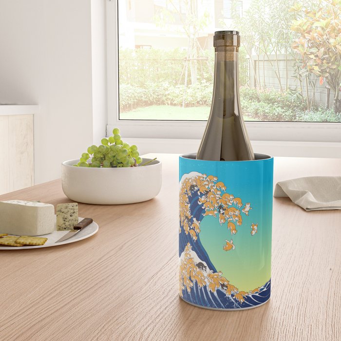 Shiba Inu in Great Wave Wine Chiller Gallery Image 4