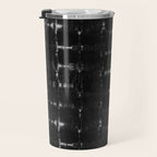 Soft texture of Shibori squares - black pattern Travel Mug Gallery Image 3