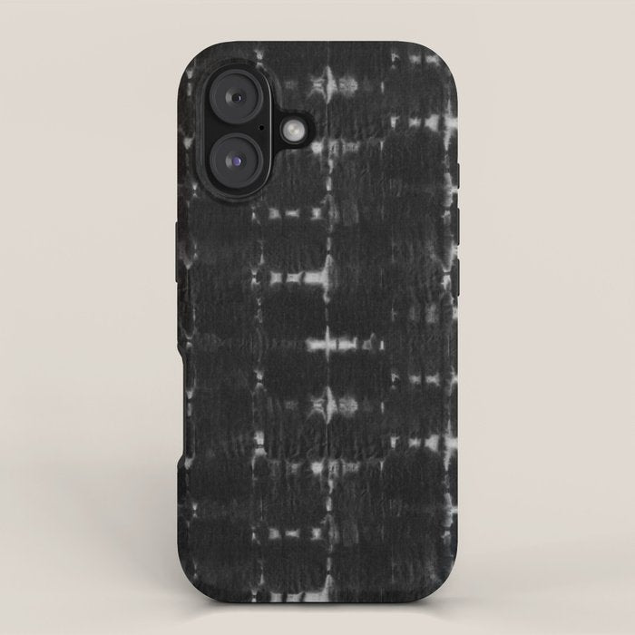 Soft texture of Shibori squares - black pattern iPhone Case Gallery Image 1