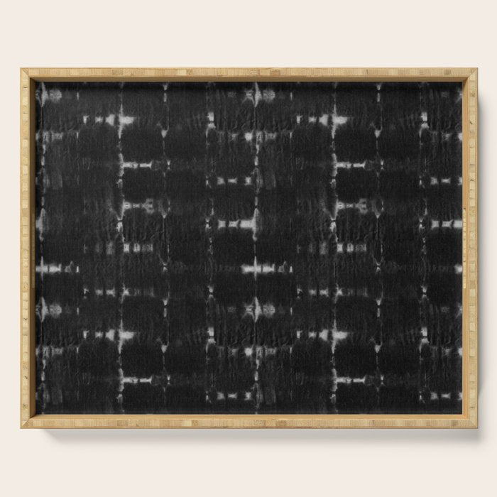 Soft texture of Shibori squares - black pattern Serving Tray Gallery Image 1