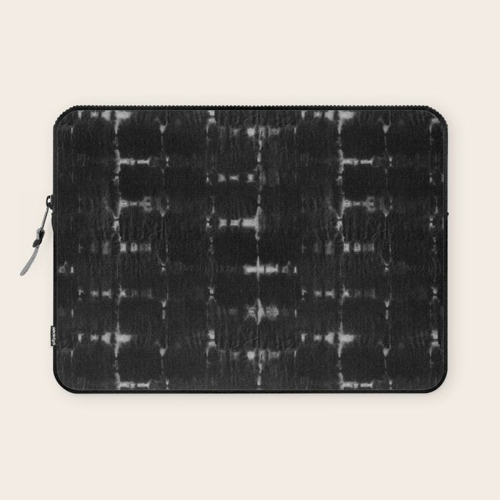 Soft texture of Shibori squares - black pattern Laptop Sleeve Gallery Image 1