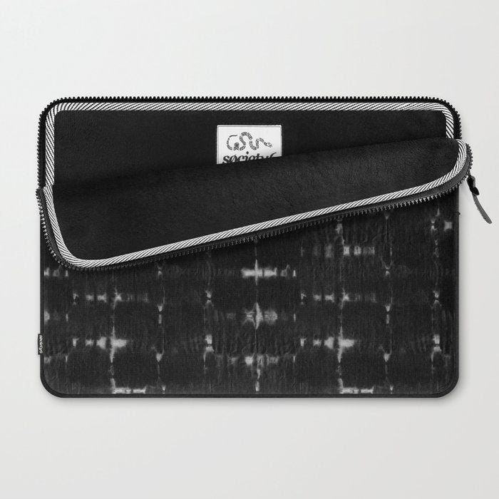 Soft texture of Shibori squares - black pattern Laptop Sleeve Gallery Image 2