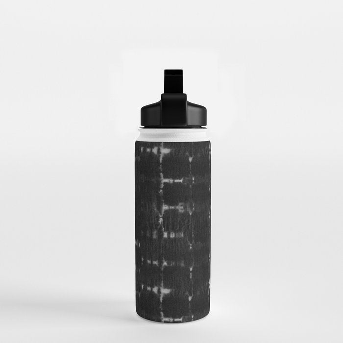 Soft texture of Shibori squares - black pattern Water Bottle Gallery Image 2
