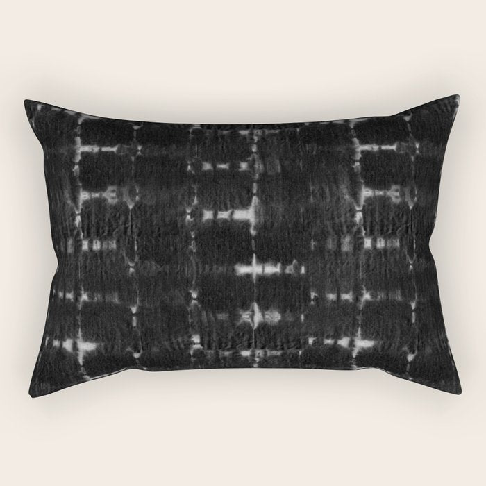 Soft texture of Shibori squares - black pattern Rectangular Pillow Gallery Image 2