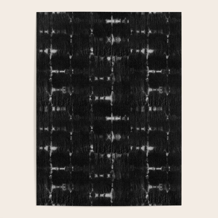 Soft texture of Shibori squares - black pattern Poster Gallery Image 1