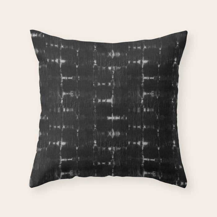 Soft texture of Shibori squares - black pattern Throw Pillow Gallery Image 6