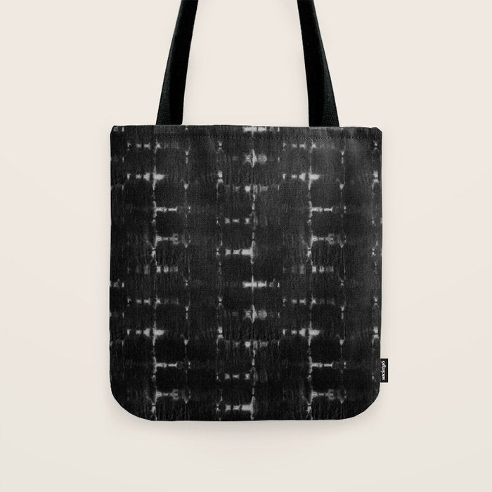 Soft texture of Shibori squares - black pattern Tote Bag Gallery Image 1
