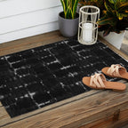 Soft texture of Shibori squares - black pattern Outdoor Rug Gallery Image 2