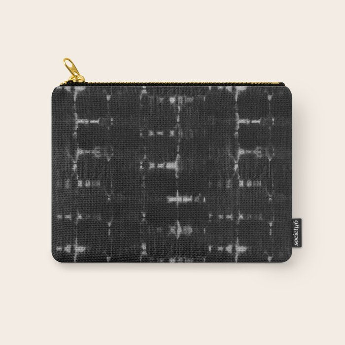 Soft texture of Shibori squares - black pattern Carry All Pouch Gallery Image 1