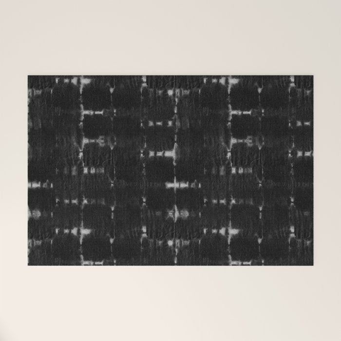Soft texture of Shibori squares - black pattern Welcome Mat Gallery Image 1