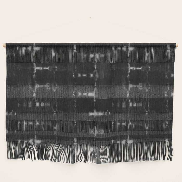 Soft texture of Shibori squares - black pattern Wall Hanging Gallery Image 1