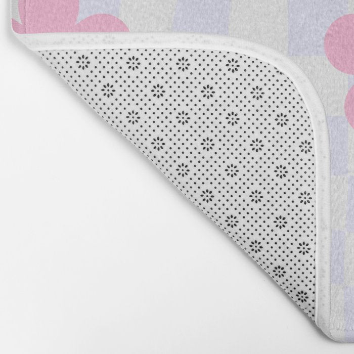 Retro pastel flower checkered art pattern Bath Mat Gallery Image 2