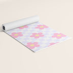 Retro pastel flower checkered art pattern Yoga Mat Gallery Image 2
