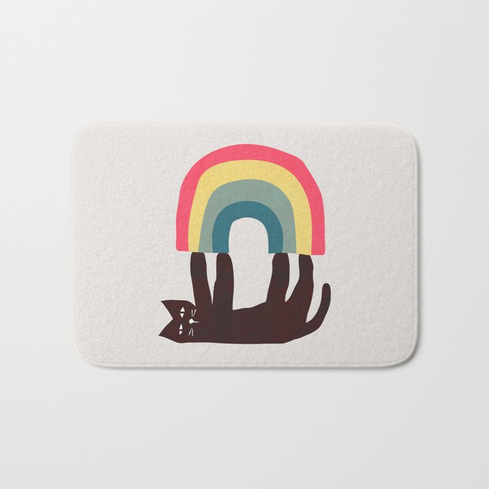 Cat with rainbow Bath Mat Gallery Image 1