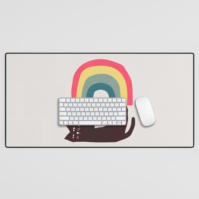 Cat with rainbow Desk Mat Gallery Image 1