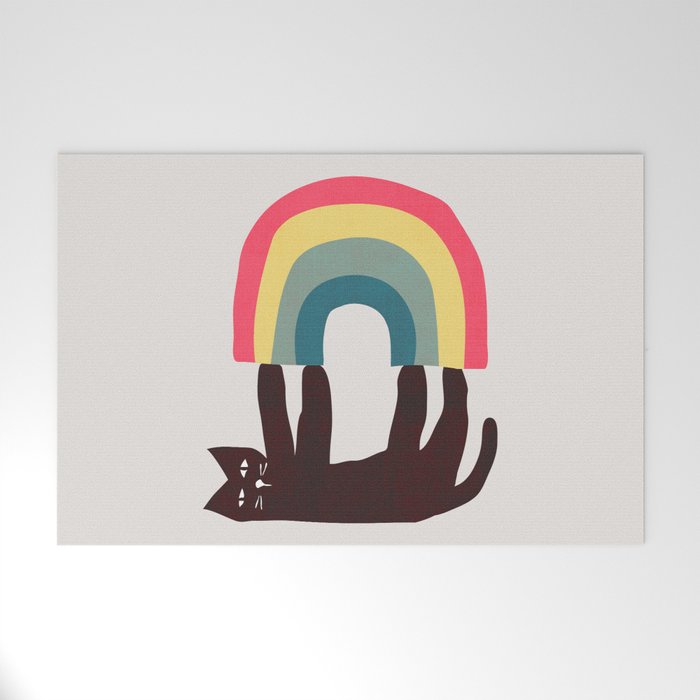 Cat with rainbow Welcome Mat Gallery Image 1