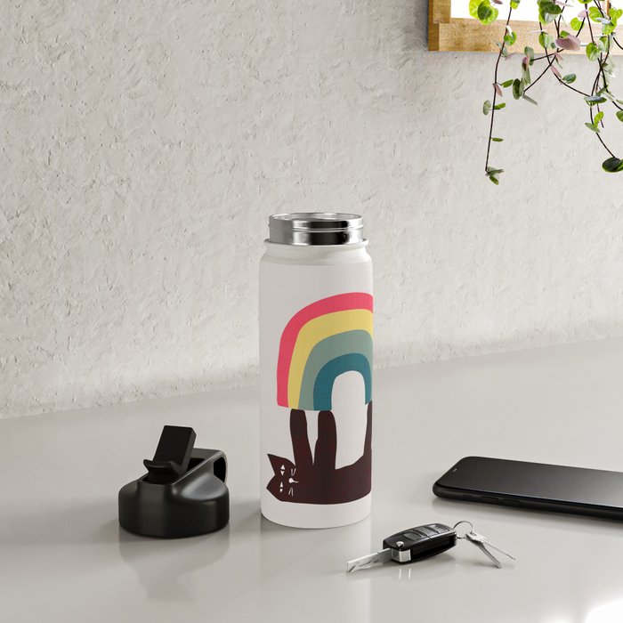 Cat with rainbow Water Bottle Gallery Image 4