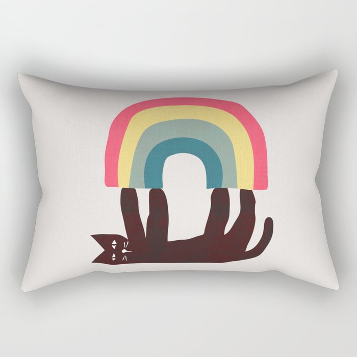 Cat with rainbow Rectangular Pillow Gallery Image 2