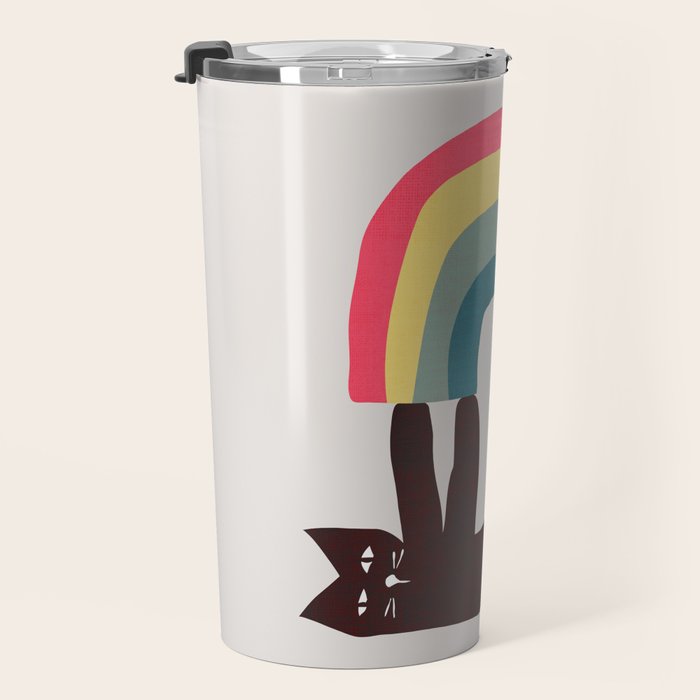 Cat with rainbow Travel Mug Gallery Image 3