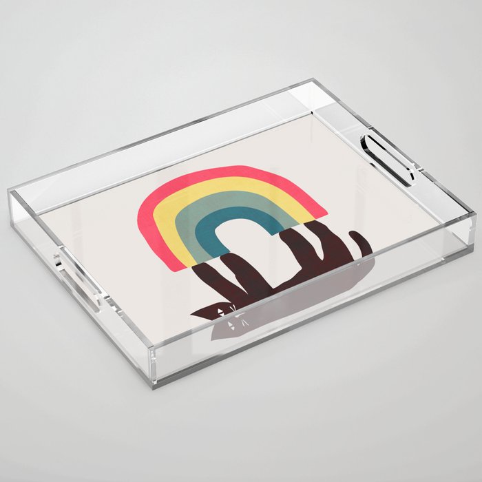 Cat with rainbow Acrylic Tray Gallery Image 1