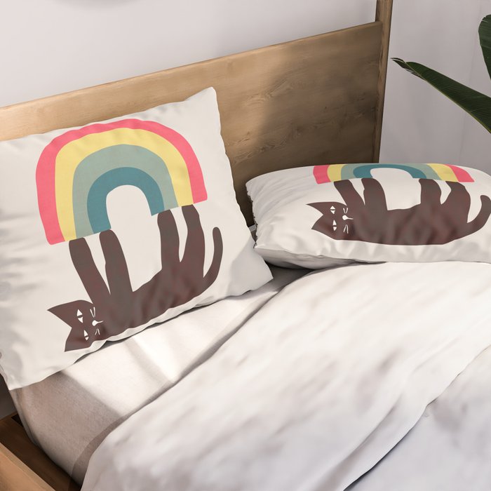 Cat with rainbow Pillow Sham Gallery Image 2