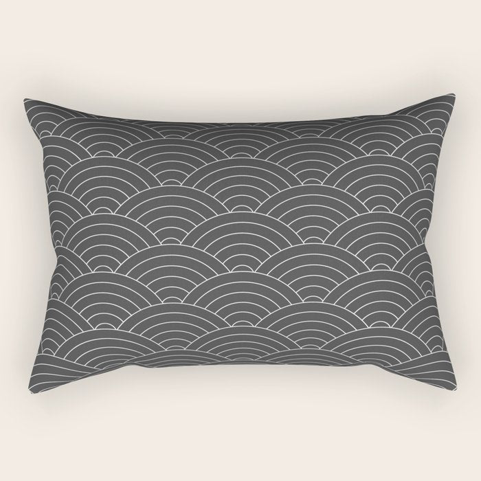 Waves (Dark Gray) Rectangular Pillow Gallery Image 2