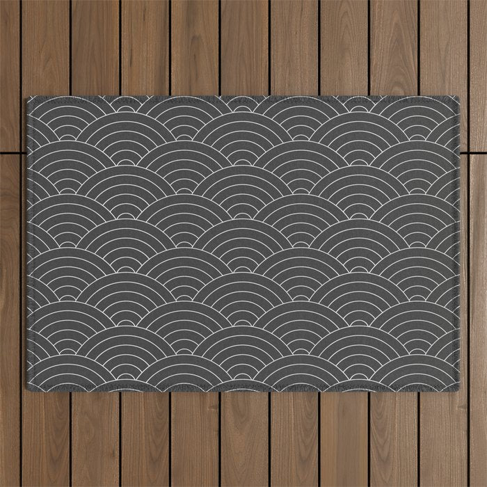 Waves (Dark Gray) Outdoor Rug Gallery Image 1