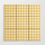 Yellow geometric plaid gingham pattern Wood Wall Art Gallery Image 1