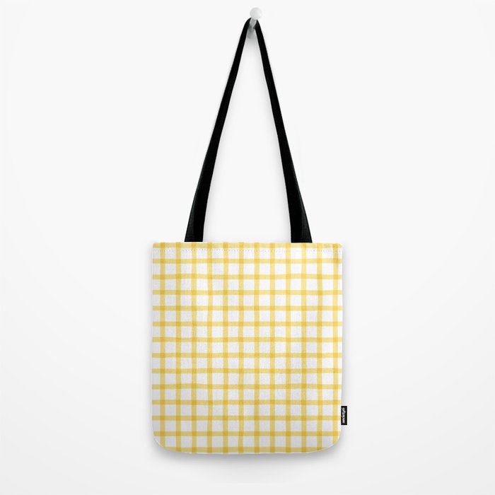 Yellow geometric plaid gingham pattern Tote Bag Gallery Image 2