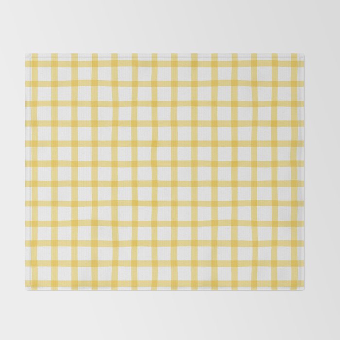 Yellow geometric plaid gingham pattern Throw Blanket Gallery Image 2