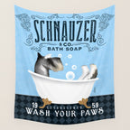 Schnauzer dog clawfoot tub bath bubble bath soap art  Wall Tapestry Gallery Image 4