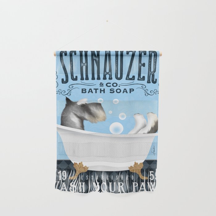 Schnauzer dog clawfoot tub bath bubble bath soap art  Wall Hanging Gallery Image 1