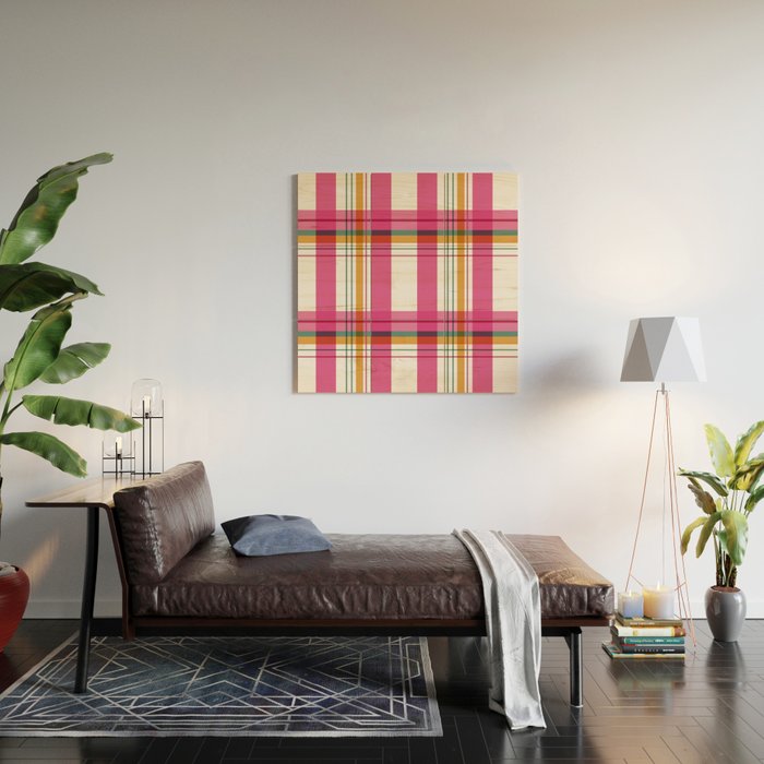 Cheerful Checkered Pattern Wood Wall Art Gallery Image 2