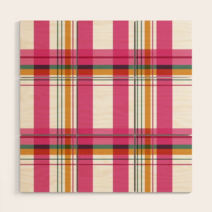 Cheerful Checkered Pattern Wood Wall Art Gallery Image 1