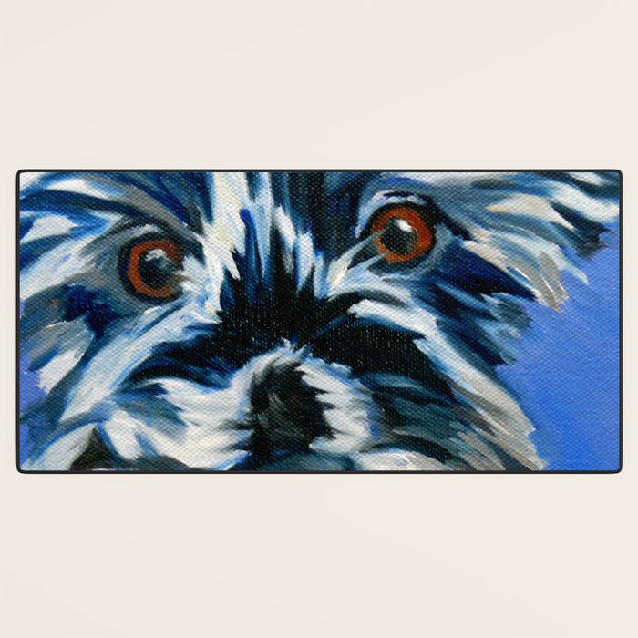 Scruffy Whiskers Black and White Dog Portrait Desk Mat Gallery Image 3