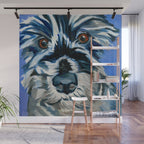 Scruffy Whiskers Black and White Dog Portrait Wall Mural Gallery Image 1