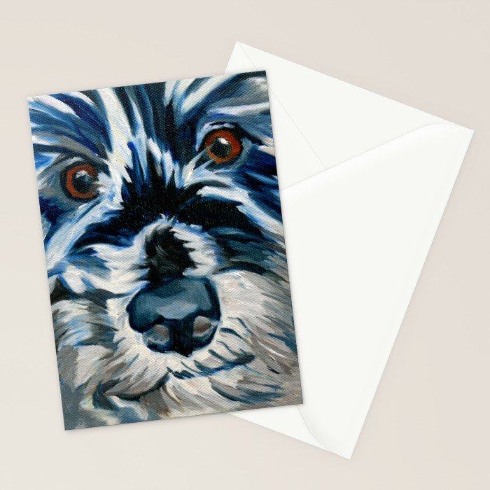 Scruffy Whiskers Black and White Dog Portrait Stationery Card Gallery Image 2