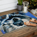 Scruffy Whiskers Black and White Dog Portrait Outdoor Rug Gallery Image 2