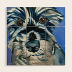 Scruffy Whiskers Black and White Dog Portrait Wood Wall Art Gallery Image 1