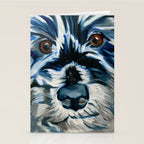 Scruffy Whiskers Black and White Dog Portrait Stationery Card Gallery Image 2