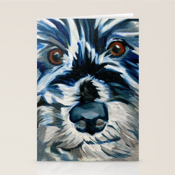 Scruffy Whiskers Black and White Dog Portrait Stationery Card Gallery Image 1