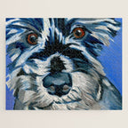 Scruffy Whiskers Black and White Dog Portrait Jigsaw Puzzle Gallery Image 1